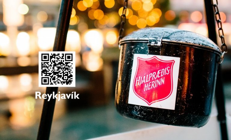 Hægt er að nota QR kóðann á myndinni til að styrkja starfið.